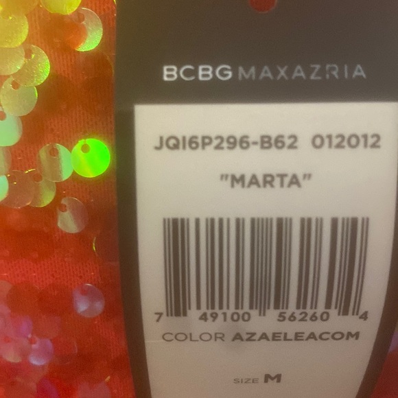 BCBG Max Azria Marta sequin dress, azalea red, sz medium - Picture 3 of 3